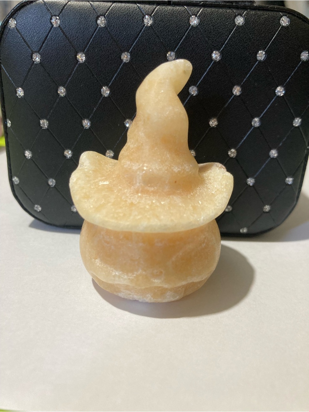 Carved Pumpkin Witch Hat Figurine - Pale Peach